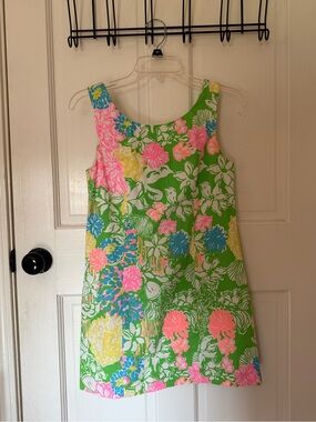 Lilly Pulitzer Green Floral Mini Dress with Pink, Blue & Yellow